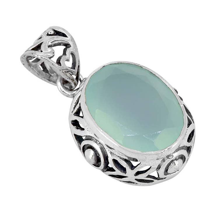 Tiramisu – Engroshandel Vedhæng/charm – Aqua kalcedon 925 Sterling sølv kæde vedhæng0