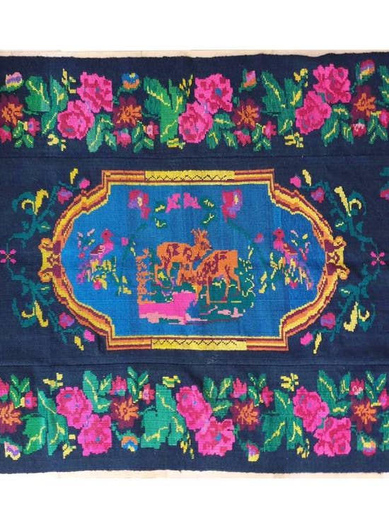 Charming Romanian rug with deers, lovely nature scenery for wholesale by MADE WITH LOVE RO SRL