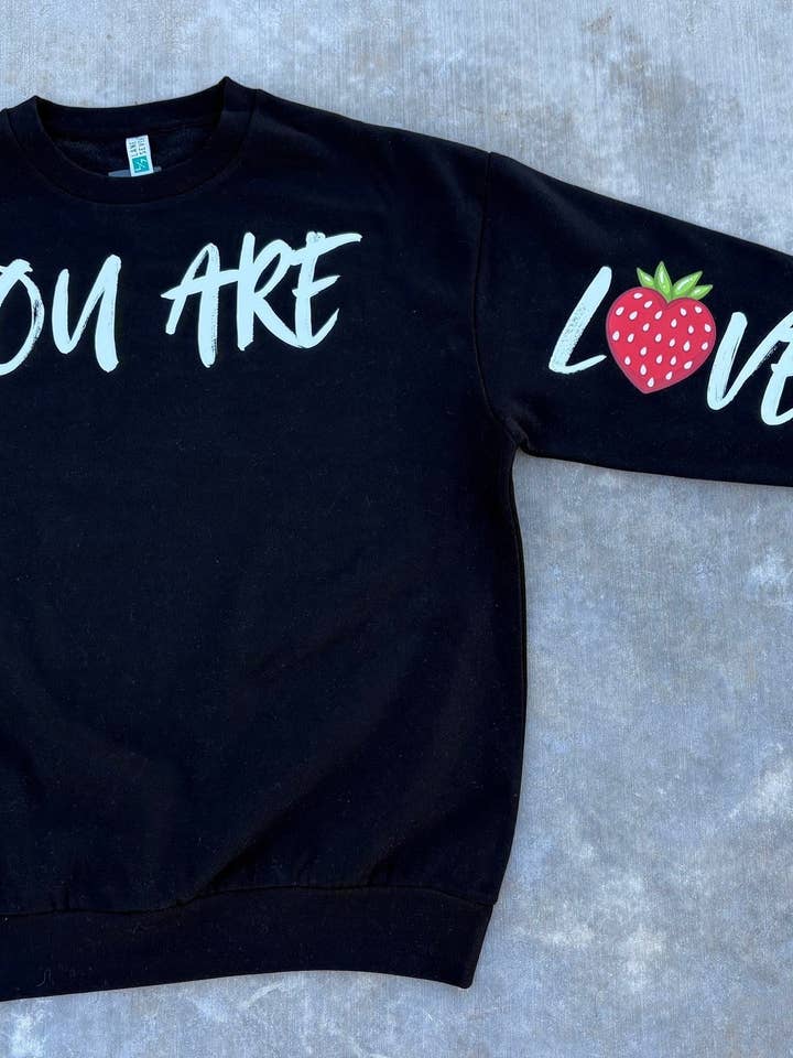 You are so loved black crewneck sweatshirt for wholesale by Wild Harmony Apparel