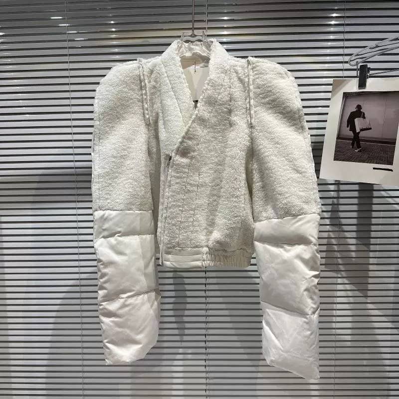 Alaranjado Jaqueta Puffer com Pelúcia e Ombreiras Feminina JK004 para venda a revendedores na Faire1