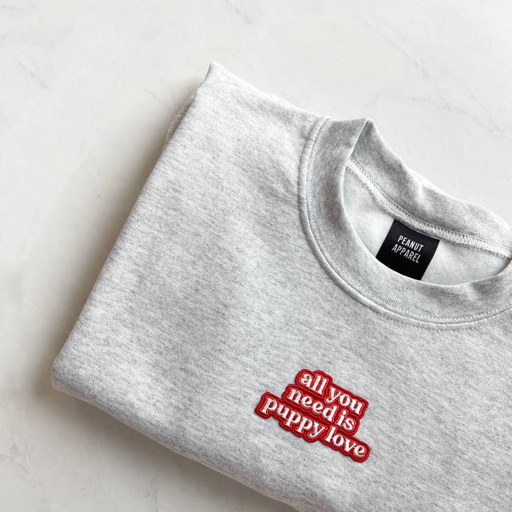 Puppy Love Sweatshirt for wholesale by Peanut Apparel