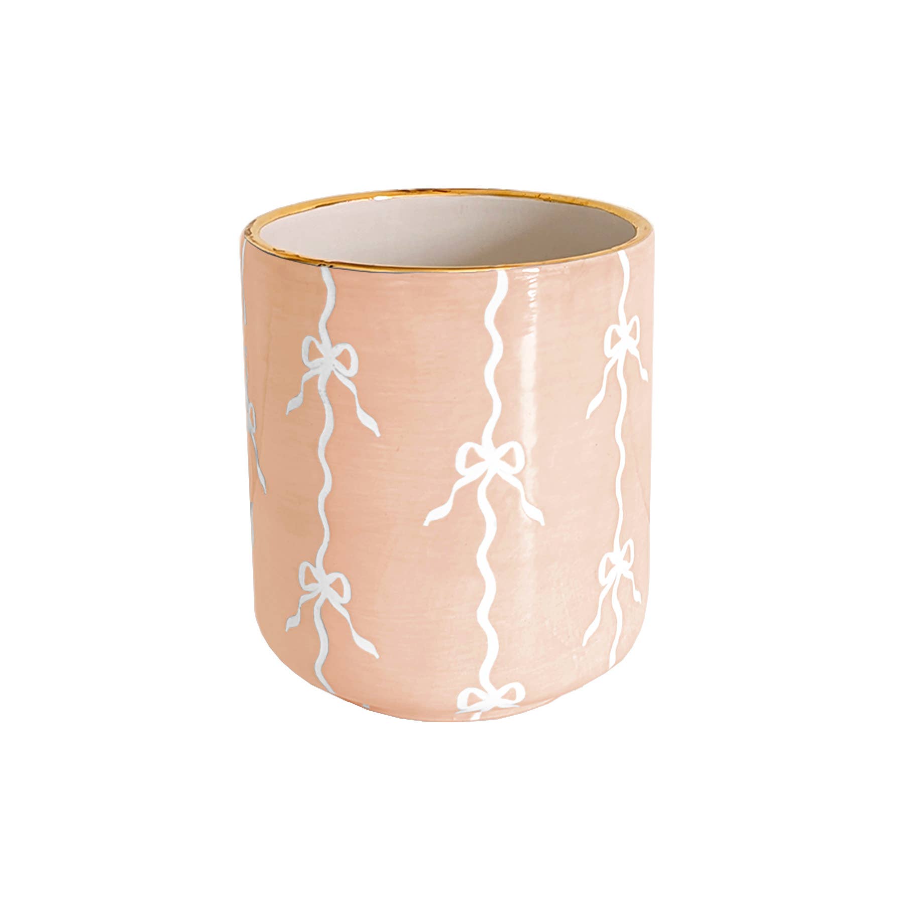 Lo Home | Ruby Clay - Wholesale Vase - Bow Stripe Vase with 22K Gold Accent4