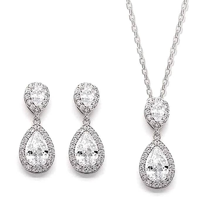 Diacly - Wholesale Jewelry Set - Linked Double Pear Necklace Set