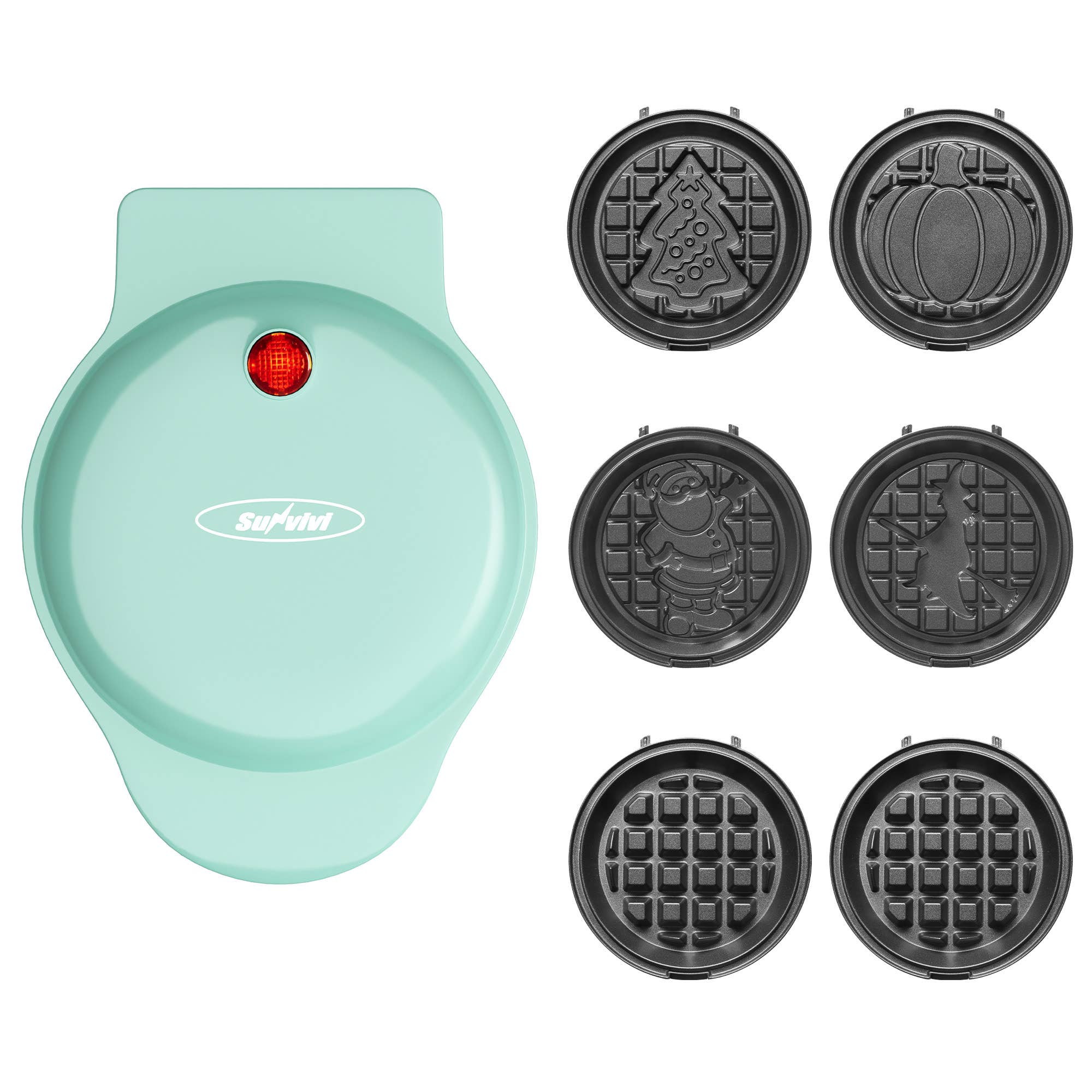 Heynemo - Wholesale Kitchen Appliance - 4" Mini Waffle Maker, 6 in 1 Waffle Iron with 6PC Plates Set0