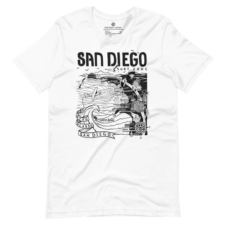 SAN DIEGO Unisex Kaart T-shirt voor wholesale door Distant Local