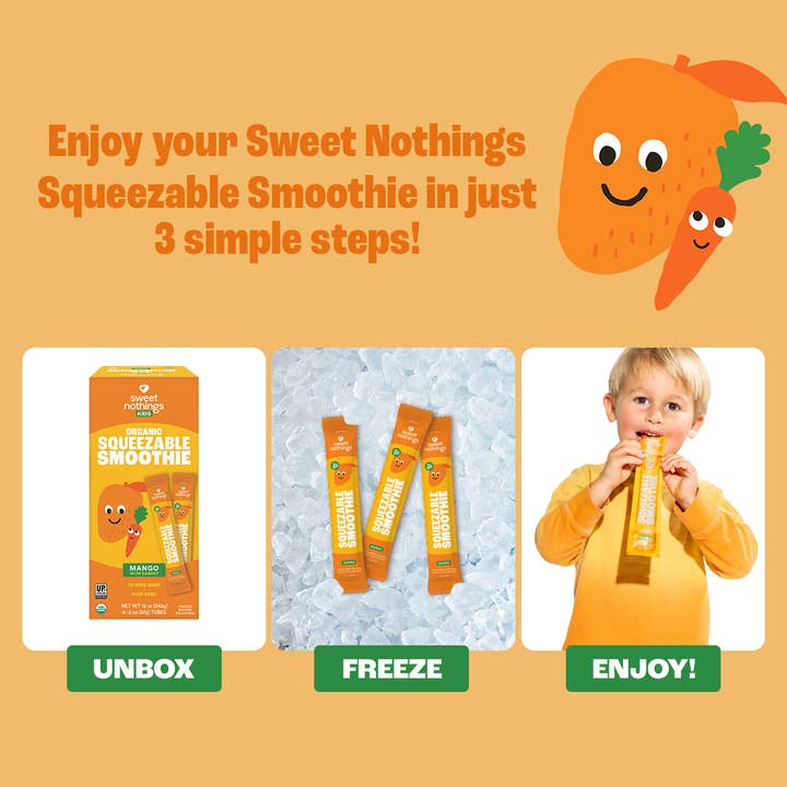 Sweet Nothings - Wholesale Fruit Snacks - Mango Carrot Squeezable Smoothie - Freeze At Home
