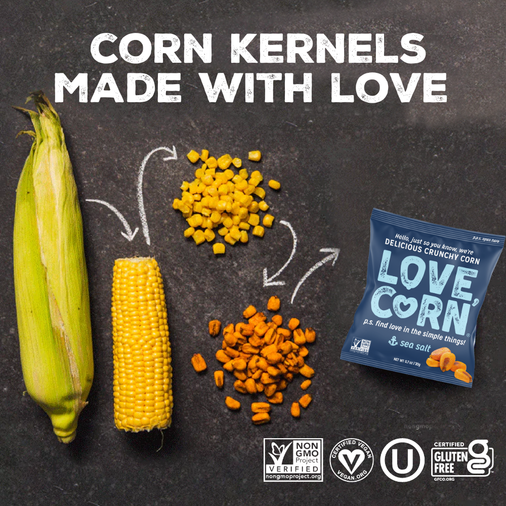 LOVE CORN - Wholesale Puffed Snack - LOVE CORN Sea Salt 1.6oz x 10 Bags4