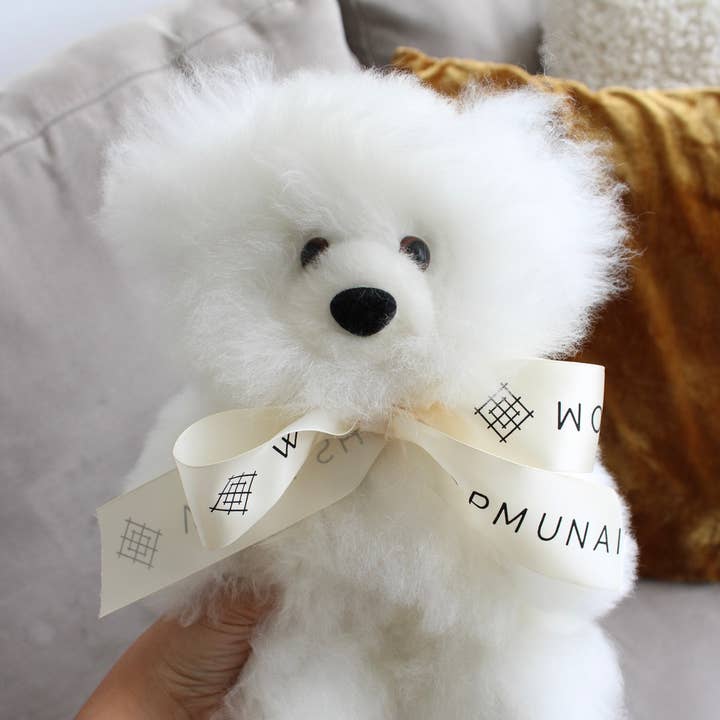 Ursinho de peluche de alta qualidade 12" | Ursinho de peluche em pelo de alpaca branco por atacado de Munai