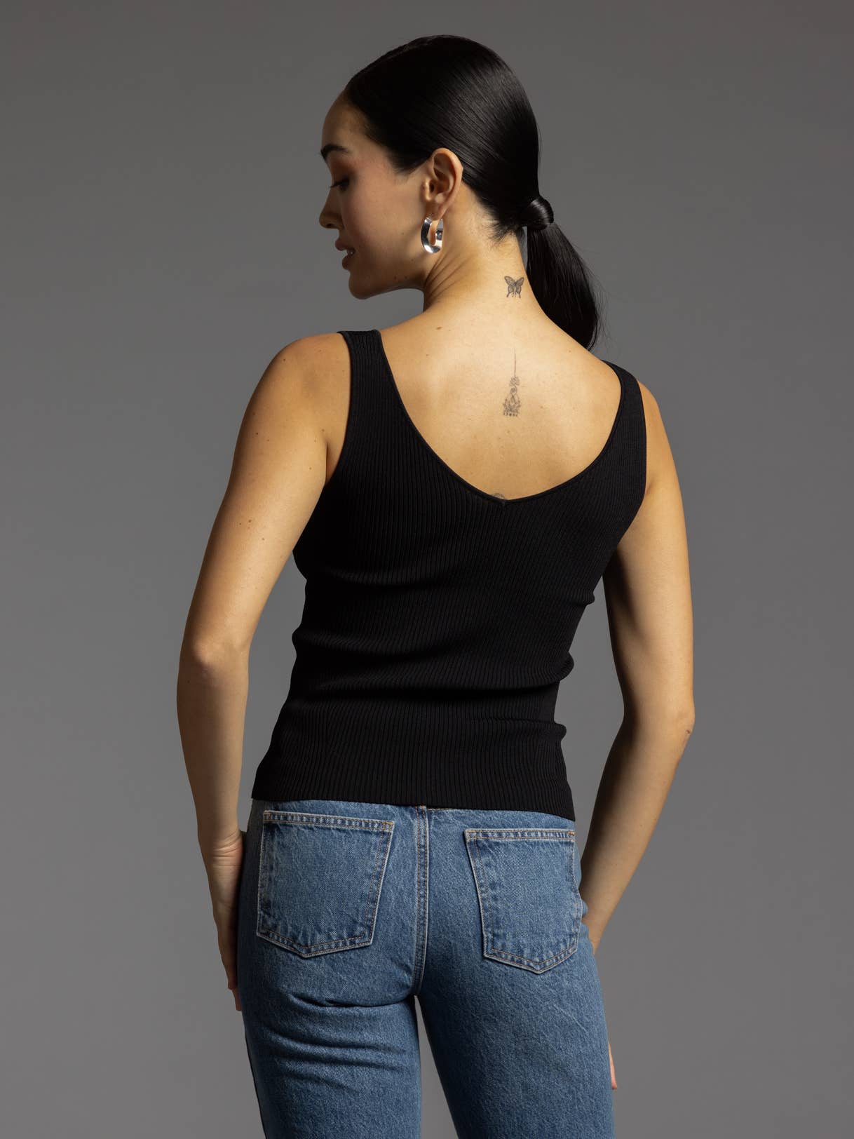 Weekend Los Angeles - Vente Débardeur – femme - Débardeur côtelé à encolure en V - TIA TANK15