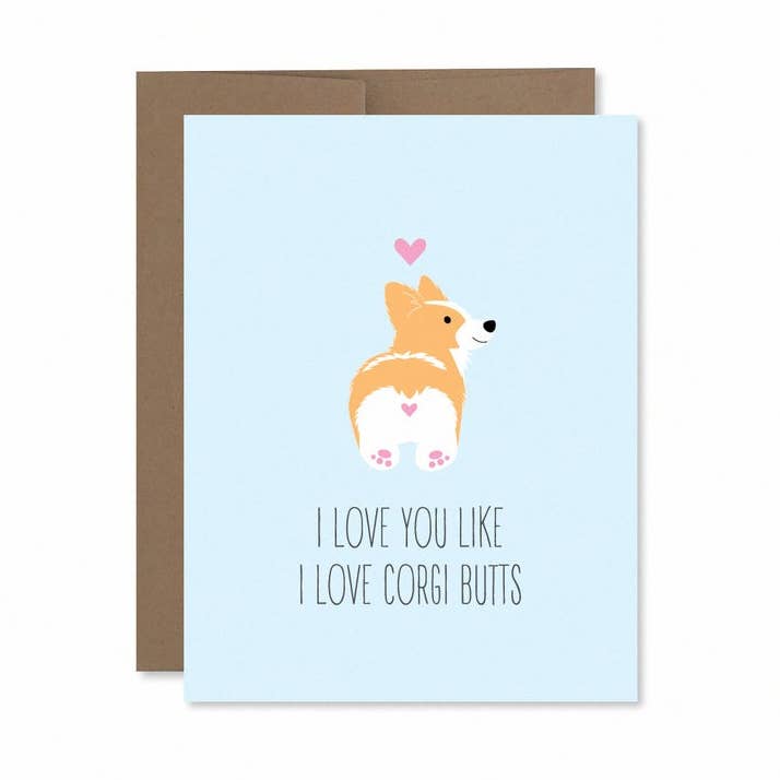 I Love You Like I Love Corgi Butts Card for wholesale by corgicardco
