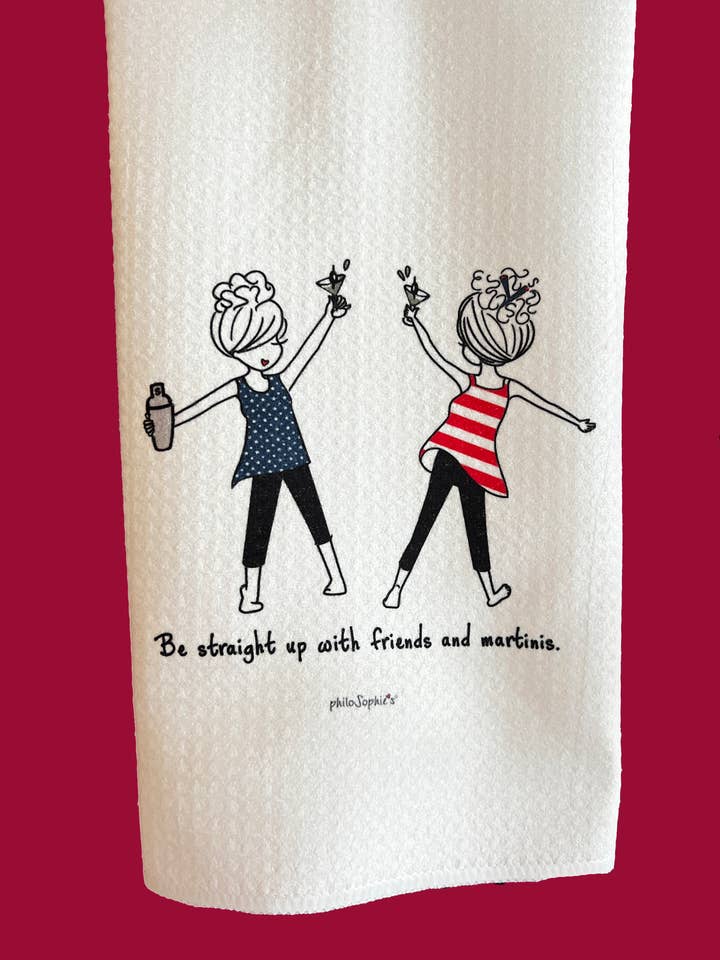 Tea Waffle Towel - Patriotic, Martini, Friendship for wholesale by philoSophie's Stationery & Gifts