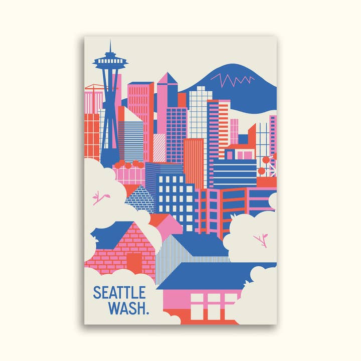 Postal del horizonte de Seattle para venta al por mayor de Tender Loving Empire
