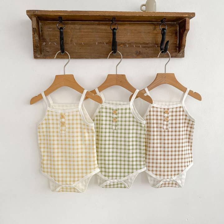 Baby Plaid Pattern Sling Colorblock Summer bodysuit for wholesale by MyKids-USA®