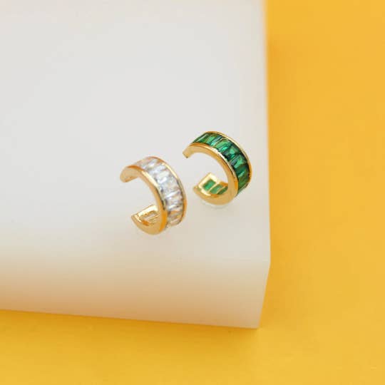 18K guld fylld CZ klar/grön öra muddar (L341) för wholesale av MIA Jewelry