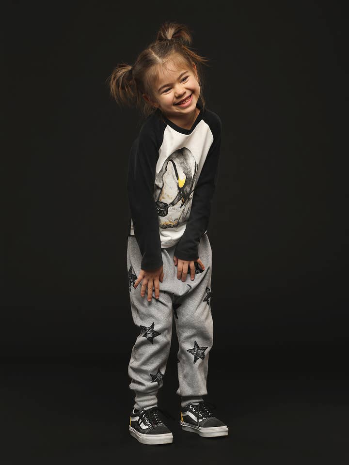 Camiseta raglán orgánica LS Hi-Lo - Penguin Cuddle para venta al por mayor de The QT (UK)