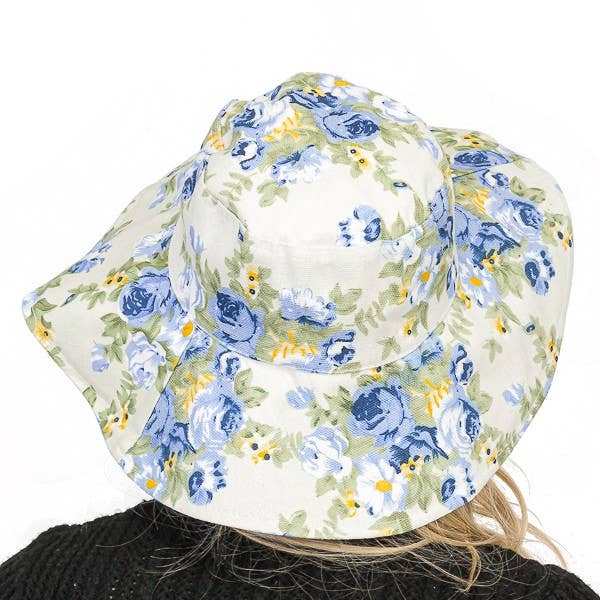 Cap Zone - Venta al por mayor Gorro estilo pescador - Mujer - Sombrero para el sol de ambos lados de ala grande estilo cubo diseño floral2