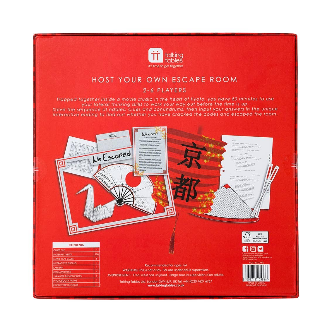 Talking Tables USA - Wholesale Board Game - Escape Room Kyoto Edition | Everyday Games |3