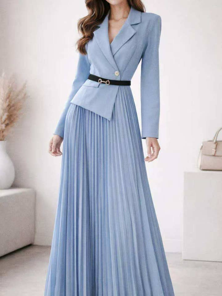 Plisserad klänning med kavajeffekt 21599 för wholesale av L.STEVEN