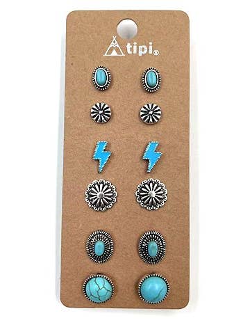 Conjunto de 6 Pares de Brincos Delicados Western por atacado de Snowing West