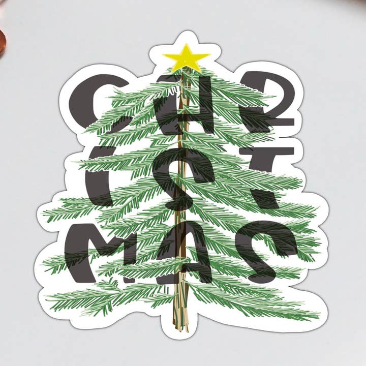 Kerstboom vinyl sticker voor wholesale door Stick With It Sticker Co