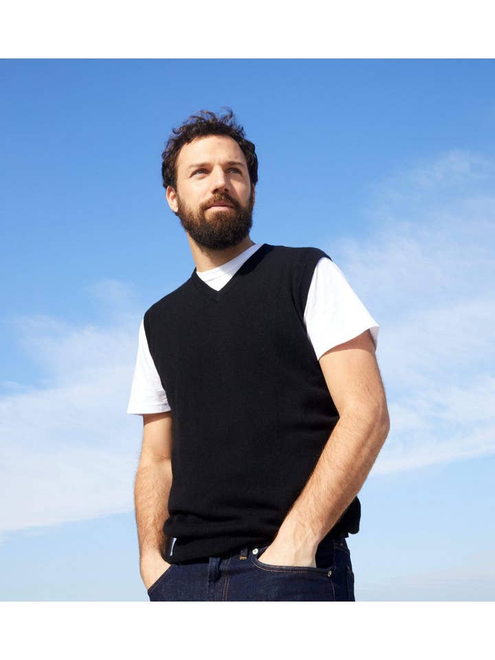 State Cashmere - Vente Pull sans manches – homme - Le pull sans manches basique en cachemire à col en V pour homme14