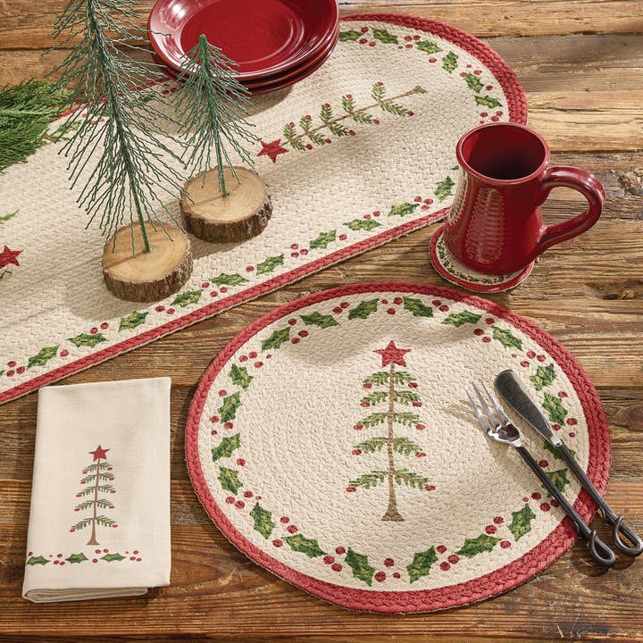 Park Designs - Wholesale Table Runner - Feather Tree Print Braid Runner 36"L1