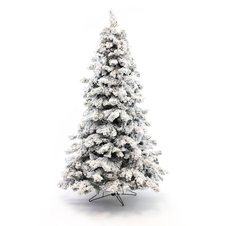 Perfect Holiday - Wholesale Artificial Christmas Tree - 6.5' Heavy Snow Flocked Christmas Tree with Metal Stand, 102