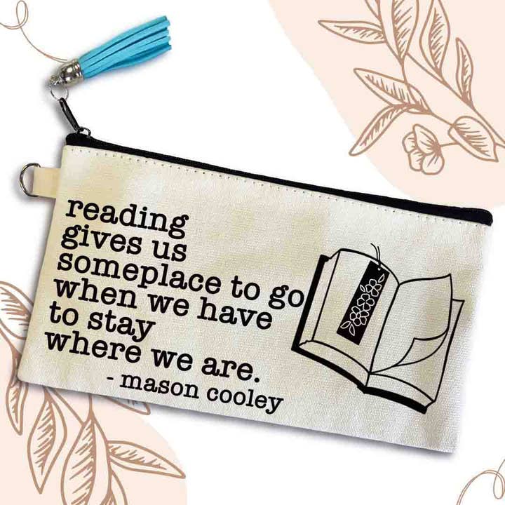 Book Quotes Small Canvas Pouch Bag, Mason Cooley, Book Lover for wholesale by Anna B. Shop