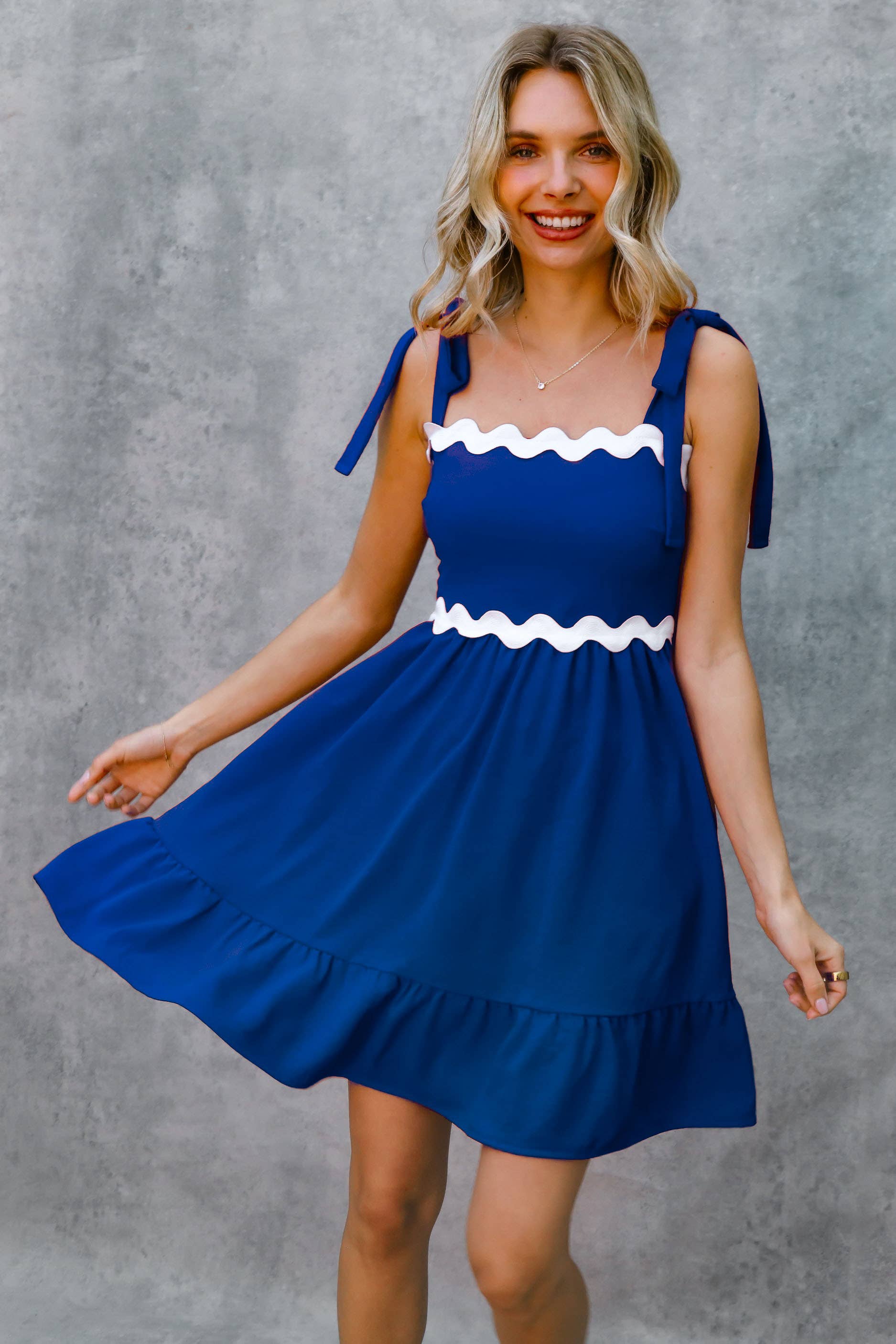 Kori America - Wholesale Dress - Women's - RICRAC STRAP SHOULDER SMOCKED BABYDOLL DRESS2