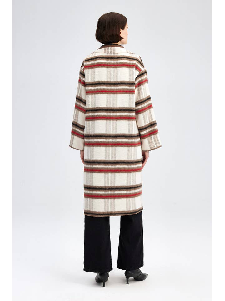 Patterned DOUBLE-BREASTED BRUSHED WOOL PLAID COAT for wholesale on Faire3