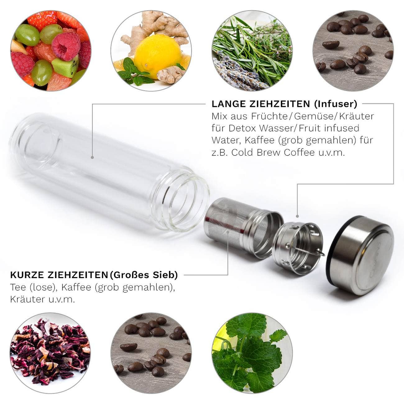 Creano - Wholesale Tea Strainer/Infuser - Double-walled teamaker incl. felt bag (400ml); orange5