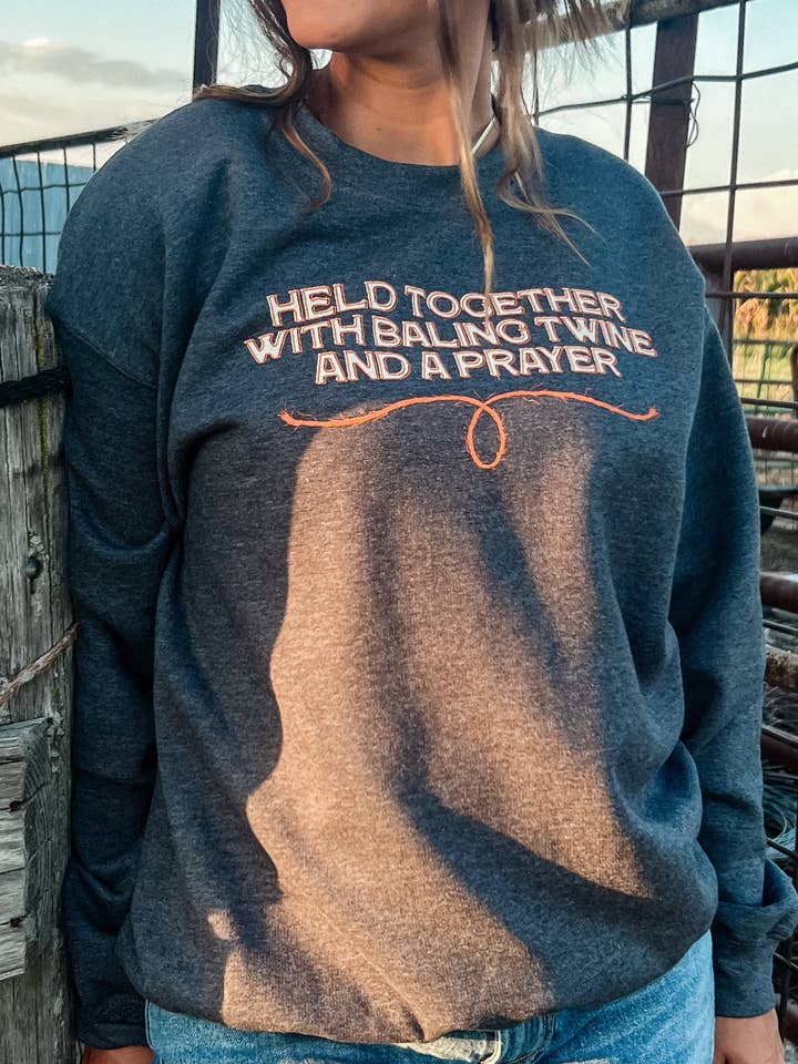 Baling Twine Crewneck in Dark Heather Gray for wholesale by Kelso & Company