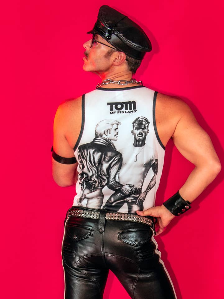 Peachy Kings / Kweer Cards - Wholesale Tank Top - Men's - Tom of Finland Mesh Tank Top — "TOM 73 — Classic" 3