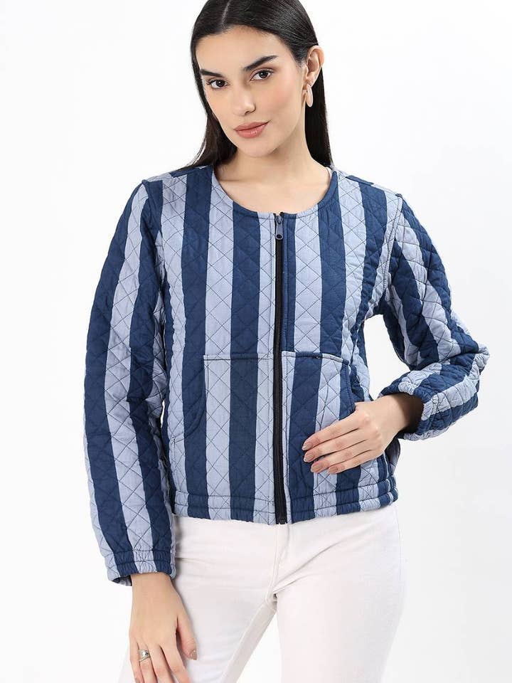 Hi Handmade - Wholesale Jacket – Women's - Cara Cotton Quilted Jacket - Blue1