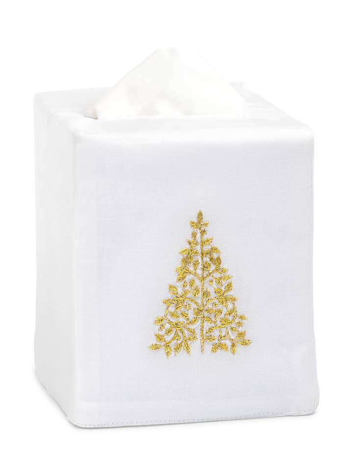 Mod Tree Gold Tissue Box Cover for wholesale by Henry Handwork