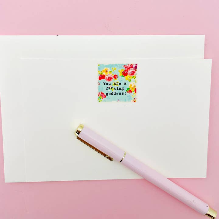 CONJUNTO CARTÃO DE NOTAS - 'F-GODDESS' 10 placas de nota planas com brilho manual por atacado de Paperlove Boutique