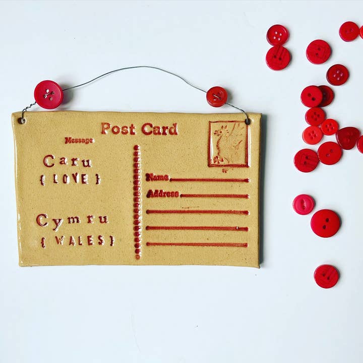 Caru Cymru Tarjeta Postal de Cerámica: Amo Gales, Botones Vintage para venta al por mayor de Love & Lovelier