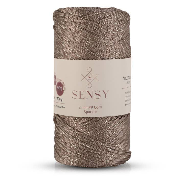 Sensy - Wholesale Yarn - Sensy Premium 2mm Sparkle - 251 yards 90% Polypropylene / 10% Polyester Macrame Cord10