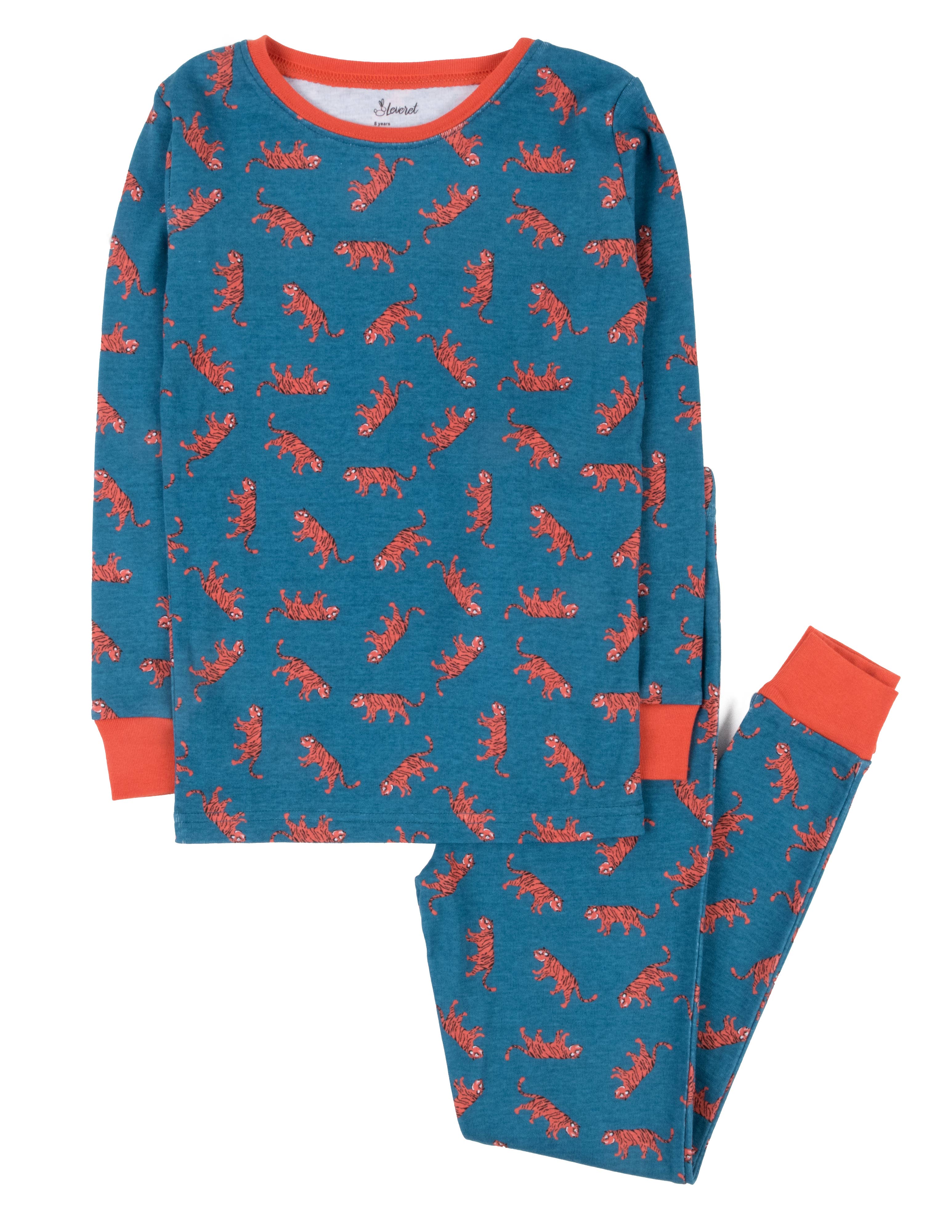 Leveret Pajamas - Vendita all'ingrosso Completo pigiama - Bambini - Pigiama per bambini in cotone a due pezzi con stampa animali9