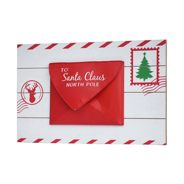 Porta-Cartões de Natal de Madeira e Metal Letras para o Papai Noel por atacado de Paris Loft Inc