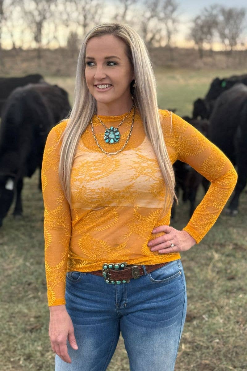 Sterling Kreek - Wholesale Blouse - Women's - Golden Afternoon Lace Top1