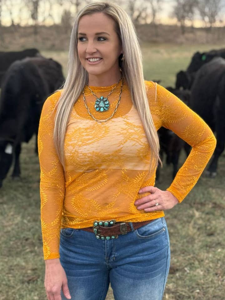 Sterling Kreek - Wholesale Blouse - Women's - Golden Afternoon Lace Top1