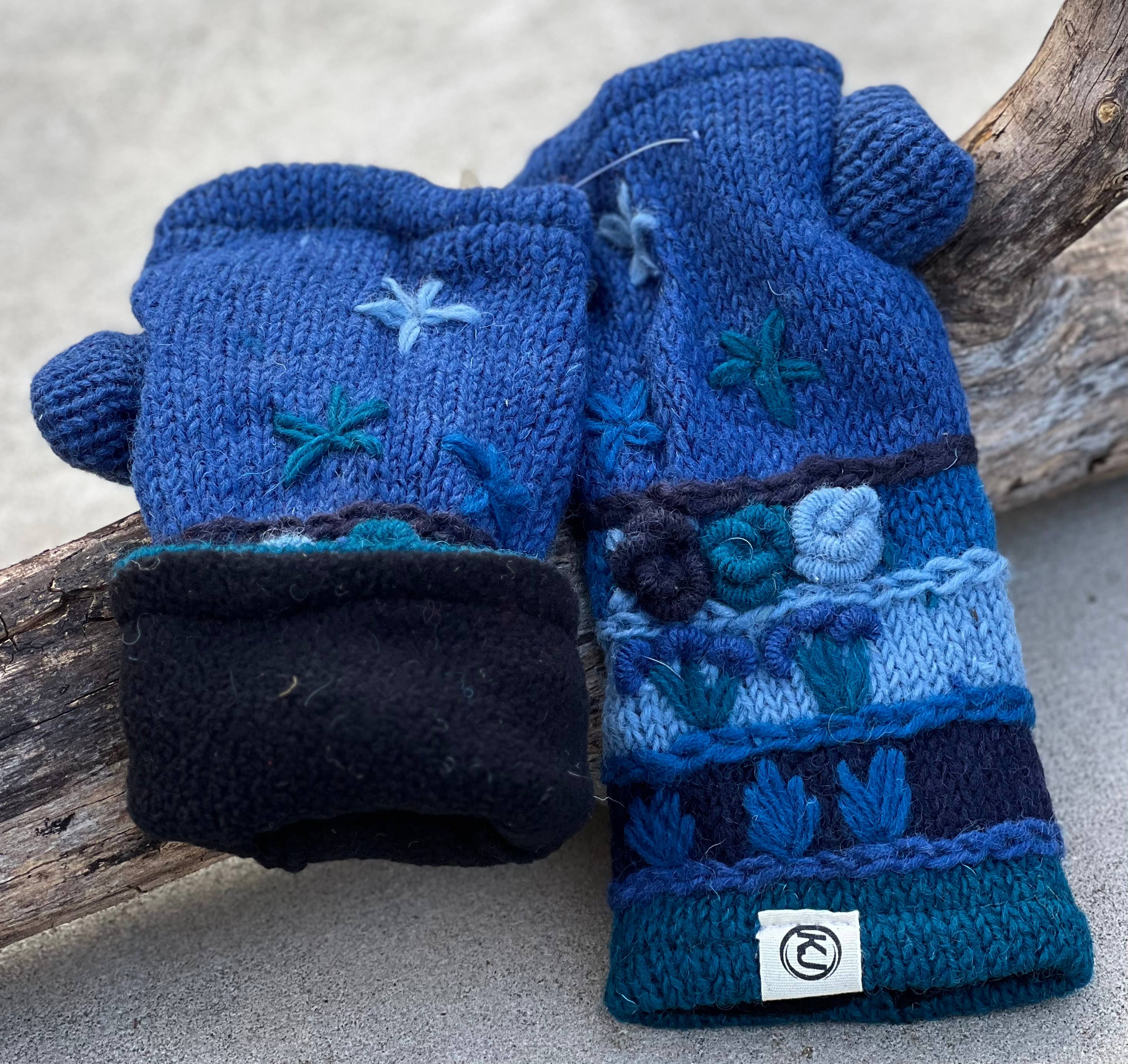 Lungta Imports – Engroshandel Handsker - Dame – Fingerløse, håndstrikkede uldhandsker med fleecefor - håndvarmer14