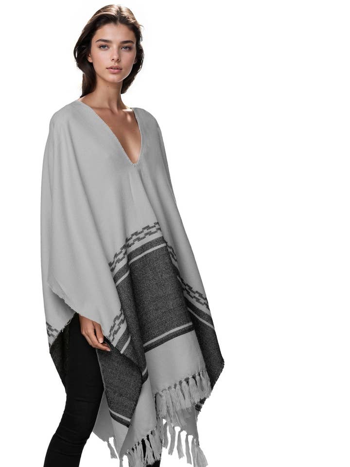 Subtle Luxury - Wholesale Poncho - Women's - Rolling Stone Woven Blanket Poncho3