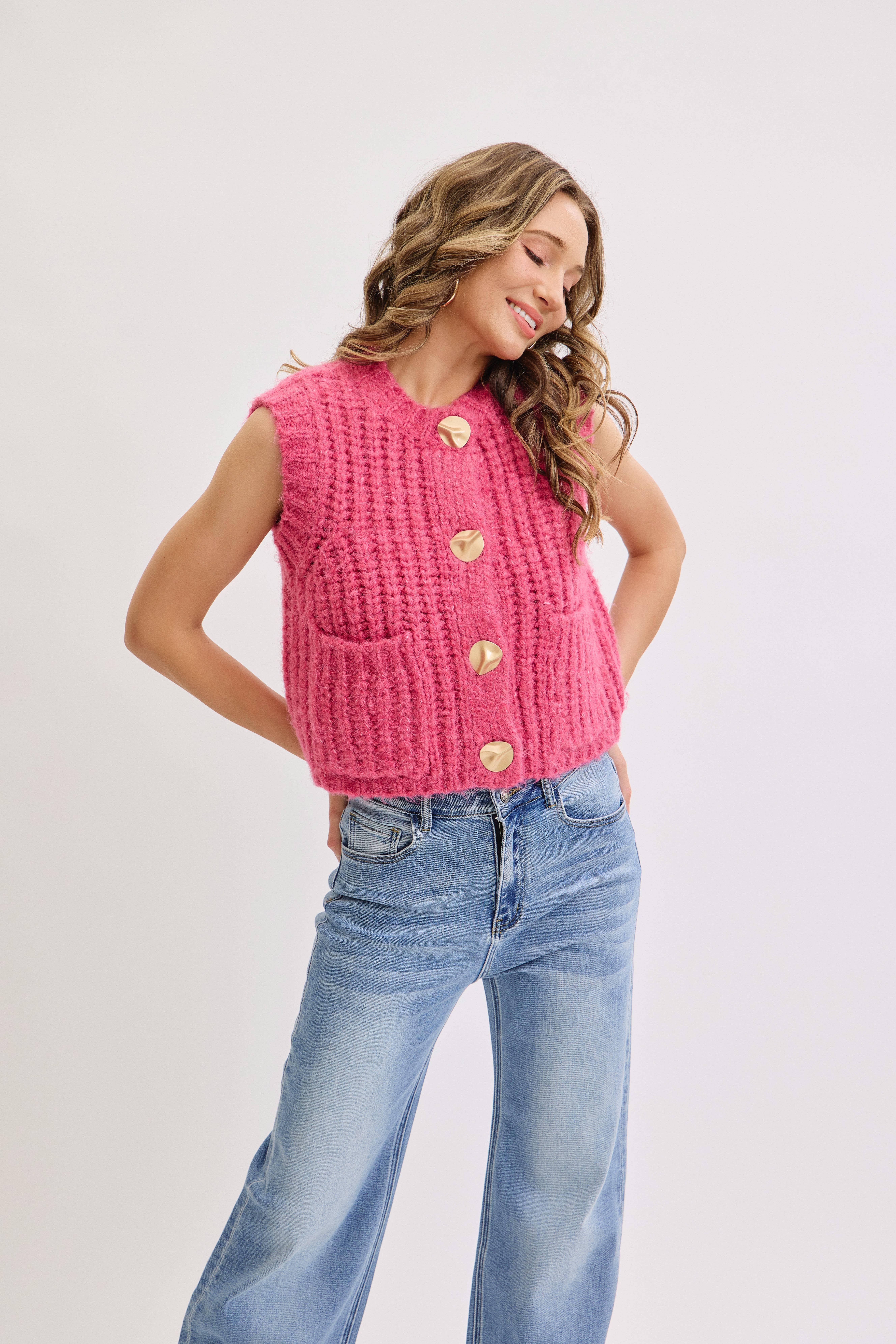 Sweet Lovely by Jen - Wholesale Knit Sweater - Women's - CHUNK SWEATER KNIT VEST 47