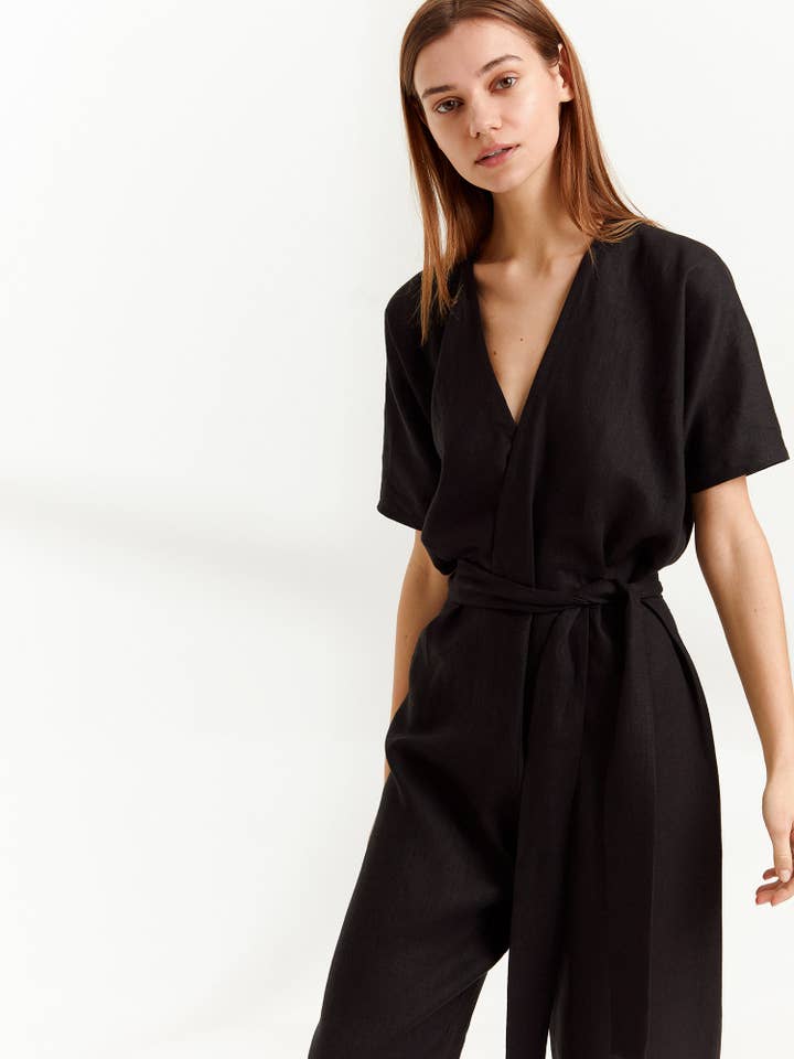 Aurora Linen Jumpsuit for wholesale by Love and Confuse