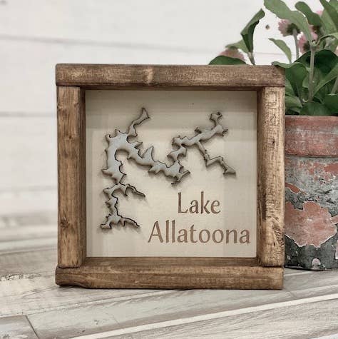 Pine Designs - Wholesale Sign - 7 x 7 "Any" Lake Name and Shape 3D Art Wood Sign6