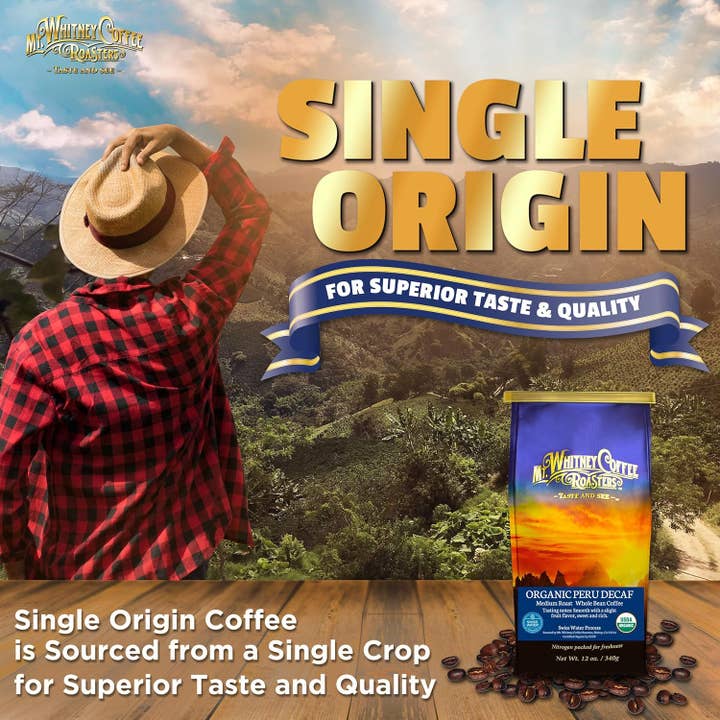 Mt. Whitney Coffee Roasters - Wholesale Coffee Beans - Organic Peru Swiss Water Decaf 12oz Whole Bean Coffee3