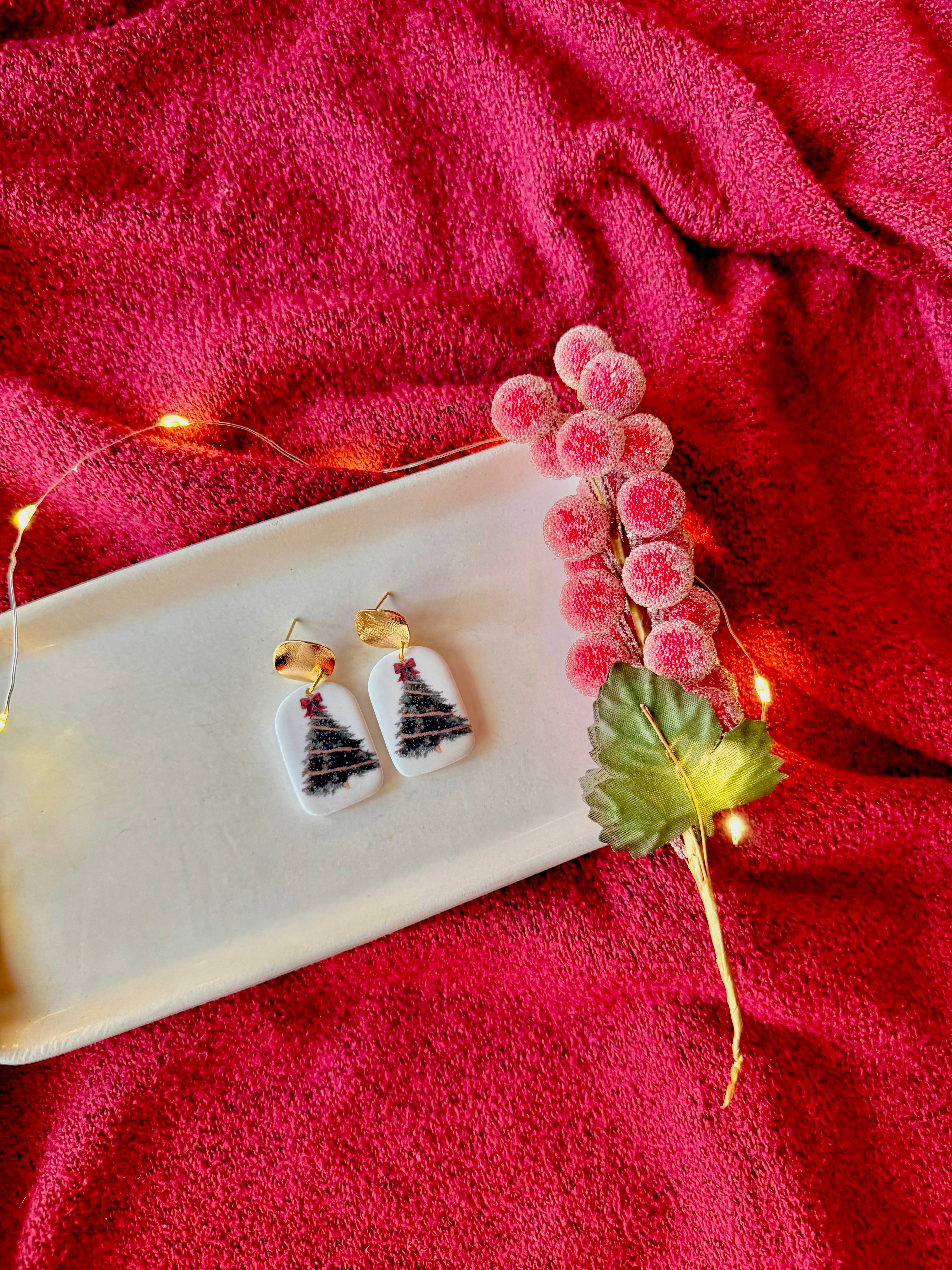 SeizeTheClayJewelry - Vendita all'ingrosso Orecchini pendenti - Orecchini pendenti ad albero, orecchini ad albero di Natale3