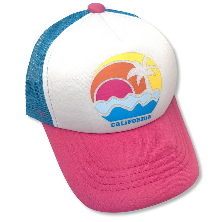 Sol Baby California Sunset Palm Ocean Pink/Aqua Trucker Kasket for engroshandel hos Sol Baby